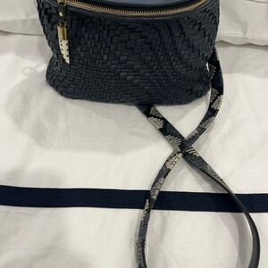 Chic Kempton & Co Navy Woven Mini Windbourne Crossbody Bag